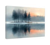 TZKRWRH Impressions sur Toile L’Arbre de Vie dans le Lac Moderne Tableau Poster Mural Peinture à Tableaux Murales Peinture pour Salon Chambre Intérieur(Grey 17)-40x60cm Encadrée