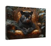 TZKRWRH Jungle Tropical Image Tableaux Decoratifs Vue de la jungle de la Panthère Noire Muraux Décoration Nature - Léopard - Animal - Moderne Impression sur Toile(Noir 7)-40x60cm Encadrée