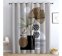 TZKRWRH Lot de 2 Rideaux de fenêtre Art géométrique de la Feuille Rideaux à œillets décoratifs à Motif, texturé à Motif Floral Vintage pour Chambre à Coucher-H270 x L130 cm (2 Panneaux)