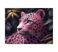 TZKRWRH Moderne Impression Sur Toile Léopard Portrait du léopard rose Poster Animal Léopards, Affiches d'art Sur Toile Et Images d'art Mural à Imprimer(Rose 14)-30x45cm Sans cadre