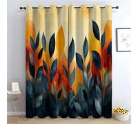 TZKRWRH Rideau Occultant Feuilles de Bohême Rideaux Thermiques à Oeillets pour Salon Chambre Fenetre, Motif Enfant Adolescents Rideaux Moderne Décoration-H230 x L160 cm (2 Panneaux)