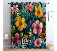 TZKRWRH Rideau Occultant Salon Motif Floral coloré Moderne Thermique Isolant Anti Froid Polyester Rideaux De Fenêtre pour Chambre Cuisine Décoration-H240 x L140 cm (2 Panneaux)