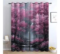 TZKRWRH Rideau Occultant Scène de la Cascade fleurissante Rideaux Thermique Isolant Anti Chaleur Rideau Fenêtre Aspect Opaque avec Motif Vintage Salon Chambre-H180 x L140 cm (2 Panneaux)