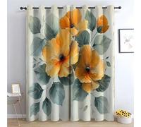 TZKRWRH Rideau Vert, Fleurs Et Feuilles Rideaux Plante Motif Rideaux Thermiques Isolants Anti Froid Rideau Occultants pour Chambre Cuisine Fenêtre - A220 x L132 cm (2 Pannelli)(Gris 22)