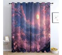 TZKRWRH Rideaux avec Motif Paysages naturels Très Doux Rideaux Vert Émeraude à Oeillet Rideau Opaque, Rideau Fenetre Chambre Salon Intérieurs-H180 x L140 cm (2 Panneaux)