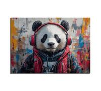 TZKRWRH Rose Banksy Pop Street Art Toile Affiches, Panda avec casque Graffiti Mur Art pour Salon Décor -moderne À La Maison mural Art Décoration - 40x60cm Sans cadre