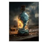 TZKRWRH Tableau Decoration Sur Toile Paysage océanique en bouteille Peintures Tableaux Murale Salon Chambre à Coucher Bain Cuisine Manger Maison Décoratif(bleu 42)-30x45cm Sans cadre