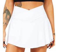 TZLDN Jupe de tennis - Jupe de sport pour femme avec short - Mini jupe de course - Jupe de tennis - Jupe d'été - Pour l'extérieur - Pour la course à pied, A02 Blanc - V-form+avec poches, XS