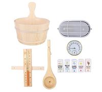 TZLMWDFRWG Ensemble d'accessoires de Sauna avec Seau en Bois, Lampe antidéflagrante, hygromètre sablier et diffuseur d'huiles essentielles, kit Complet de Spa à Domicile