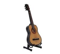 TZLMWDFRWG Mini Jouet de Guitare, Guitare Miniature en Bois avec Support 15 cm, Ornement Musical pour Maison de Poupée Miniature et Décoration d'Intérieur, de Collection pour Les