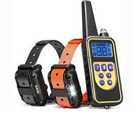 TZLong Collier de Dressage pour Chiens Electrique, Anti Aboiement avec Télécommande Beep Vibration Choc et Lumière LED, Etanche Rechargeable pour 2 Chiens Petit Moyen Gros Noir