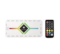 TZMRIT 2-IN-1 ARGB PWM Hub de ventilateurs avec contrôleur, 9 connecteurs PWM à 4 broches, 9 ports ARGB 5 V, 3 broches, base magnétique et alimentation SATA 18, blanc