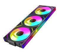 TZMRIT Interstellar-V2 Reverse Flow Daisy Chain RGB UNI Ventilateur PC 120mm 3 Pièces 1850RPM/68CFM Miroir infini 5V3PIN ARGB et 12V4PIN PWM Ventilateur Noir