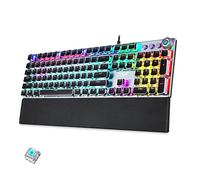 TZMRIT x Aula F2088 Clavier de Jeu Mécanique, Interrupteur Clicky Bleu, Rétroéclairage LED Arc-en-Ciel Contrôles de Volume, Repos Poignet Amovible, Punk Cool Square Keys