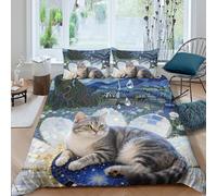 TZOVPCDFA Cheveux Courts européens Housse De Couette Literie Enfants Pet Chat Microfibre 3D Motif Imprimé Housse De Couette avec Fermeture Éclair Enfants King(220x240cm)