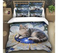 TZOVPCDFA Cheveux Courts européens Housse De Couette Literie Pet Chat Microfibre 3D Motif Imprimé avec Taie d'oreiller avec Fermeture Éclair pour Adultes Single(140x200cm)