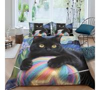 TZOVPCDFA Cheveux Courts européens Housse De Couette Parure De Lit Pet Chat Microfibre 3D Motif Imprimé Housse De Couette avec Fermeture Éclair pour Adultes King(220x240cm)