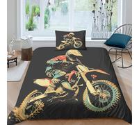 TZOVPCDFA Croix-Country Graffiti Abstrait Housse De Couette Parure De Lit Style d'illustration Microfibre Imprimé 3D Taies d'oreiller avec Fermeture Éclair pour Enfants Single（135x200cm）