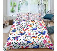 TZOVPCDFA Plumes colorées Housse De Couette Parure De Lit Fleurs Patterns Microfibre 3D Motif Imprimé avec Taies d'oreiller avec Fermeture Éclair Personnes Adulte King(220x240cm)