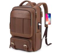 Tzowla Sac a Dos Cuir pour Ordinateur Portable Homme,Sac pour Femme,Sac à Dos de Travail Voyage D'affaires avec Ordinateur de 15,6 Pouces,Sac à Livres avec Port de Chargement USB/Type C-Marron