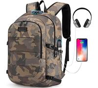 Tzowla Sac a Dos Ordi Portable College Homme et Femme,Sac à Dos Ordinateur Voyage Impermeable Antivol avec Port de USB et Serrure,Sac a Dos d Affaire Ecole PC pour Notebook de 15,6 Pouces-JauneCamo