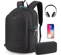 Tzowla Sac a Dos Ordi Portable College pour Homme et Femme, Sac à Dos Voyage Etanche Antivol avec Chargement USB et Serrure pour Ordinateur portable/accessoires d'ordinateur 14/15,6 Pouces-Noir