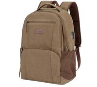 Tzowla Sac a Dos Ordinateur Portable College en Toile pour Homme et Femme,Sac à dos Vintage Voyage avec Port de USB/Type-C,Sac a Dos Randonnée Décontracté pour PC Portable de 15,6 Pouces-Marron