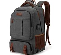 Tzowla Sac a Dos Ordinateur Portable Voyage en Toile pour Homme et Femme,Sac a Dos College Ecole Vintage Travail Randonnee avec Port de Chargement USB pour PC Portable de 17,3 Pouces-Gris Foncé