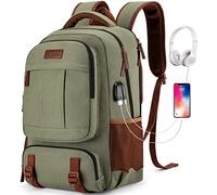 Tzowla Sac a Dos Ordinateur Portable Voyage en Toile pour Homme et Femme,Sac a Dos College Ecole Vintage Travail Randonnee avec Port de Chargement USB pour PC Portable de 15,6 Pouces-Vert