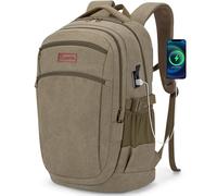 Tzowla Sac à dos vintage en toile pour ordinateur portable pour homme et femme, sac à dos de voyage pour le travail Laoptop 15,6", vert olive, 15.6inch