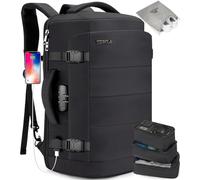 Tzowla Sac a Dos Voyage Cabine Avion 40L pour Ordinateur Portable pour Homme et Femme,Sac à Dos de Etanche Grande Capacité Antivol Avec Port de USB,Sac à Dos PC Portable de 17,3 Pouces, Noir
