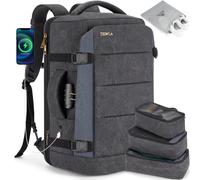 Tzowla Sac a Dos Voyage Cabine Avion 40L pour Ordinateur Portable pour Homme et Femme Sacs à dos anti-vol de grande capacité avec port USB, ajusté l'ordinateur portable de 17,3" (noir et bleu marine)