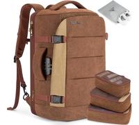 Tzowla Sac a Dos Voyage Cabine Avion 40L pour Ordinateur Portable pour Homme et Femme Sacs à dos anti-vol de grande capacité avec port USB, ajusté l'ordinateur portable de 17,3 pouces (marron et kaki)