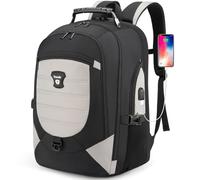 Tzowla Sac à Dos Voyage pour Ordinateur Portable de 17,3 Pouces PC,sac a dos Résistant à l'eau Antivol Avec Verrou et Port de Charge USB Pour le Travail Ecole College,la Randonnée - Gris Clair