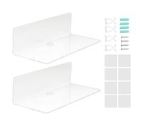 TZOXTLH Étagère flottante transparente de 2 pièces, surface fine acrylique douce et moderne transparente pour montage mural pour salle de bain, bureau