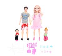 TZOXTLH Famille Poupée Ensemble Enfants Mignon Papa Enceinte Maman Fils Fille Bébé Poupée avec Accessoires Cadeau De Vacances