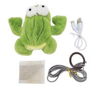 TZOXTLH Interactive Plush Squeaky Cat Toy with Bird Sound Soft Electric Frog Touch Activated Kitten Plush Toy for Indoor Outdoor