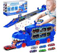 TZPAUG Camion de transport pour garçons de 3, 4, 5 et 6 ans, camion de course pliable à double couche avec 6 voitures à tirer en alliage