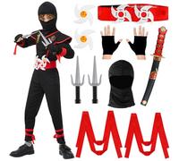 TZPAUG Ensemble ninja de 14 pièces - Costume de luxe pour garçons et filles - Costume muscle ninja avec accessoires en mousse - Cadeau parfait pour les enfants (XL)