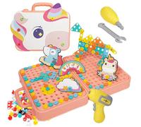 TZQFROCE 243 Pièces Jeu de Mosaïque Jouet à partir de 3 Ans Puzzle 3D Kit d'Outils Boîte à Outils Ensemble de Construction Éducatif Cadeaux pour Enfants à partir de 3 4 5 6 7 Ans Garçon Fille