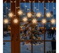 TZQFROCE Rideau Lumineux Noël de Flocon de Neige 96pcs 3.5m Guirlande Lumineuse Rideau Lumineux 8 Modes pour Fenêtre,Carnaval,Mariage,Patio