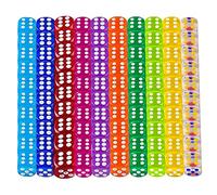 TZQFROCE Set de 100 Dés 6 Faces Dés Multicolores 12 mm Jeu de Dés en Acrylique Transparent pour Jouer à des Jeux Enseignement des mathématiques