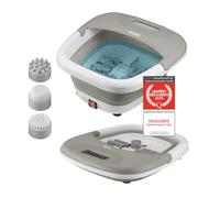 TZS First Austria - Bain de Pieds 500W - Appareil de massage des pieds avec 3 accessoires & 8 rouleaux - Massage par vibrations & bulles, infrarouge & fonction chauffante - Pliable jusqu'au 47 - Gris