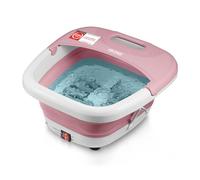 TZS First Austria - Bain de Pieds 500W - Appareil de massage des pieds avec 3 accessoires & 8 rouleaux - Massage par vibrations & bulles, infrarouge & fonction chauffante - Pliable jusqu'au 47 - Rose
