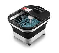 TZS First Austria - Bain de Pieds Pliable 500W - Appareil de Massage des Pieds avec 3 Accessoires & 6 Rouleaux - Hydromassage, Bulles, Vibrations & Infrarouge - Chauffant & Électrique