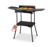 Barbecue électrique TZS First Austria 2 en 1 | Barbecue de table et barbecue sur pied | Cuisson sans fumée | Régulateur de chaleur en continu | 2 tables d'appoint | Surface de rangement | 2200 W