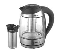 TZS First Austria Bouilloire verre inox 1,8L | 2200W | Réglage température 40°C | Changement couleur LED selon température | Noir design moderne