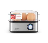 TZS First Austria Cuiseur à Œufs Argent - 8 Œufs - 4 Niveaux de Cuisson incl. Vapeur - Arrêt Auto avec Signal - Protection Surchauffe - Doseur & Pochoir - Compact et Léger