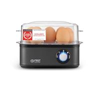 TZS First Austria Cuiseur à Œufs Gris - 8 Œufs - 4 Niveaux de Cuisson + Vapeur - Arrêt Auto avec Signal - Protection Surchauffe - Doseur & Pochoir - Compact et Léger