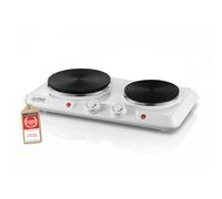 TZS First Austria - Double Plaque de Cuisson 2500W - Foyers en Fonte 180 & 150 mm - Thermostat Réglable - Réchaud Mobile pour Camping & Cuisine - Blanc